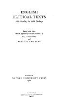 English critical texts : 16th century to 20th century /