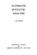 Automatic syntactic analysis /