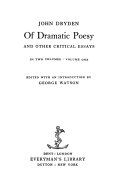 Of dramatic poesy : and other critical essays /